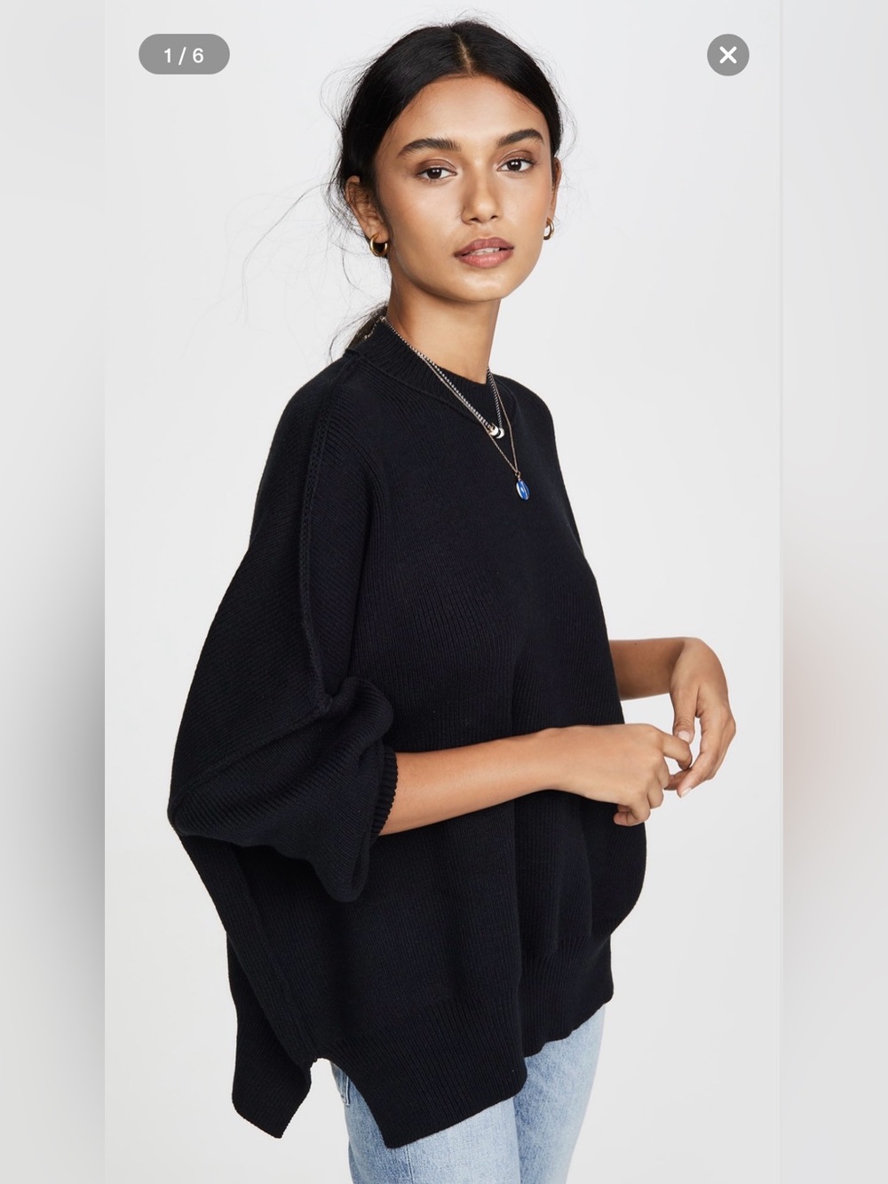 Free People- Easy Street Tunic Sweater- Size M- Black